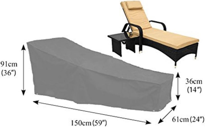Bosmere Weatherproof Lounge Chair Cover 59 x 24 x 36 Gray - Image 4