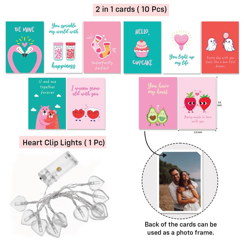Party Propz Party Propz Heart Clip Lights with Photo Frame Cards (10pc),1pc Heart Photo Light with Clips, 2 in 1 Love Cards, Decorative Light, Clip Lights for Decoration, Couple Room, Anniversary Decoration Items - Image 2