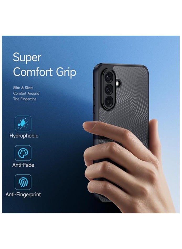 جنرال - حالة متوافقة مع هاتف Samsung Galaxy A36 5G، حالة مقاومة للصدمات من خليط PC+TPU، مقاومة لبصمات الأصابع، خطوط متدفقة، قماشية مطفية، شفافة، غطاء حماية لشاشة هاتف Galaxy A36. - Image 1