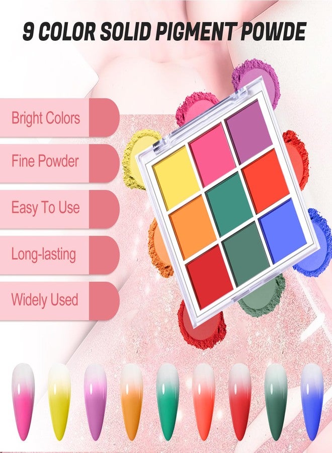 GJNL لوحة مسحوق صبغة الأظافر، 9 ألوان تدرج صبغة صلبة للأظافر، ملحقات DIY لفن الأظافر (داكن) - Image 2