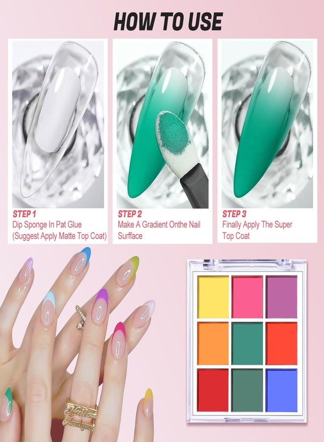 GJNL لوحة مسحوق صبغة الأظافر، 9 ألوان تدرج صبغة صلبة للأظافر، ملحقات DIY لفن الأظافر (داكن) - Image 3