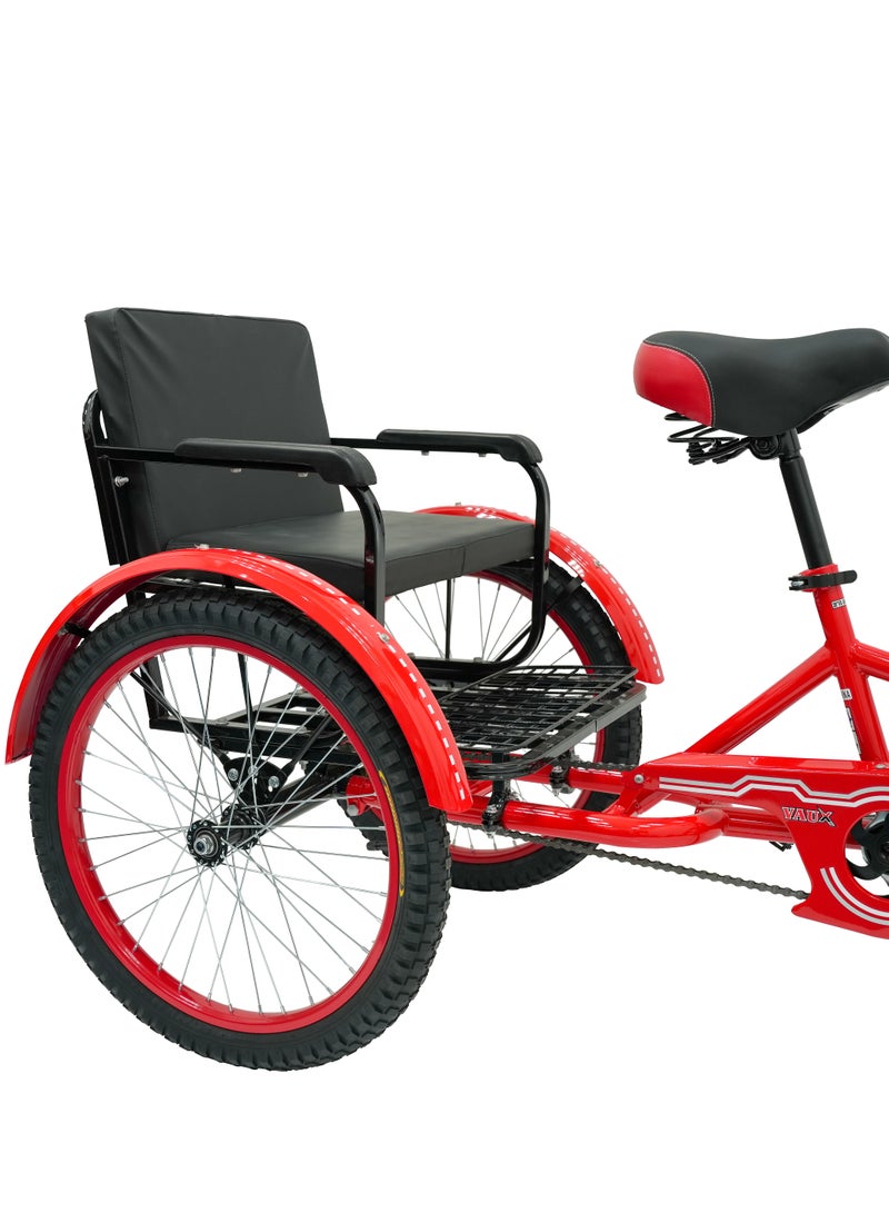Vaux 20-Inch Sofa Tricycle – Sofa Comfortable Seat Design,Single Speed,Strong Steel Frame, Adjustable Seat, Chain Cover, 100% Assembled - Red - Image 3