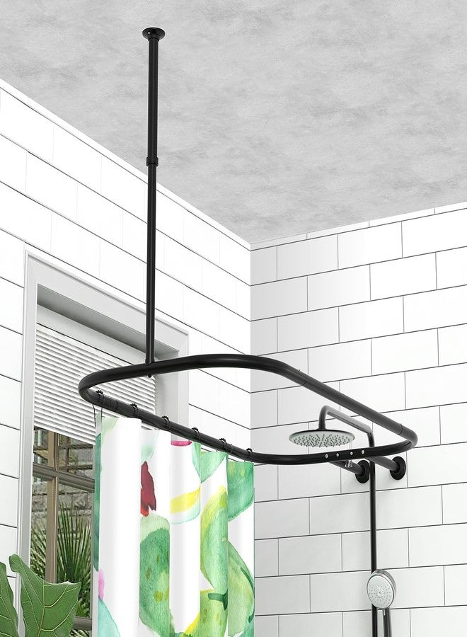 PrettyHome Oval Shower Curtain Rod Hoop Square Shape for Bathroom, 58.3"x24" Black - Image 3
