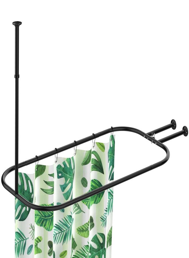 PrettyHome Oval Shower Curtain Rod Hoop Square Shape for Bathroom, 58.3"x24" Black - Image 2