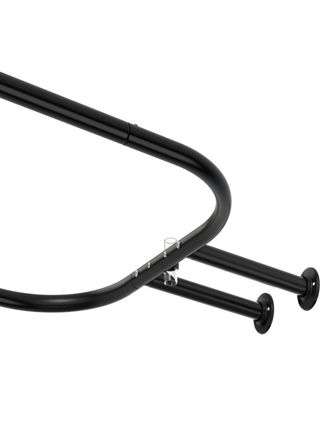 PrettyHome Oval Shower Curtain Rod Hoop Square Shape for Bathroom, 58.3"x24" Black - Image 4