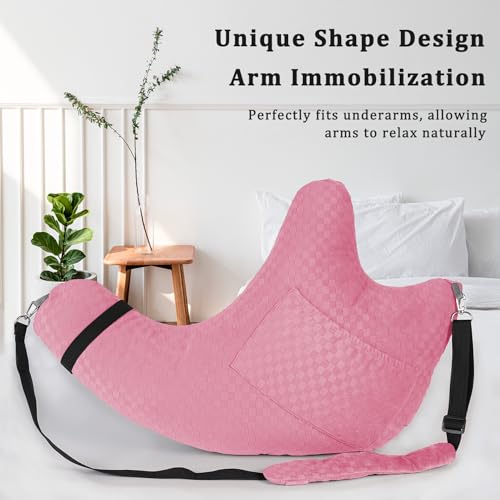 Zantle Shoulder Surgery Pillow Rotator Cuff Pillow Recovery and Pain Relief Removable with Shoulder Strap Arm Support Pillow for Side Sleeping and Walking Dark Pink - Image 3