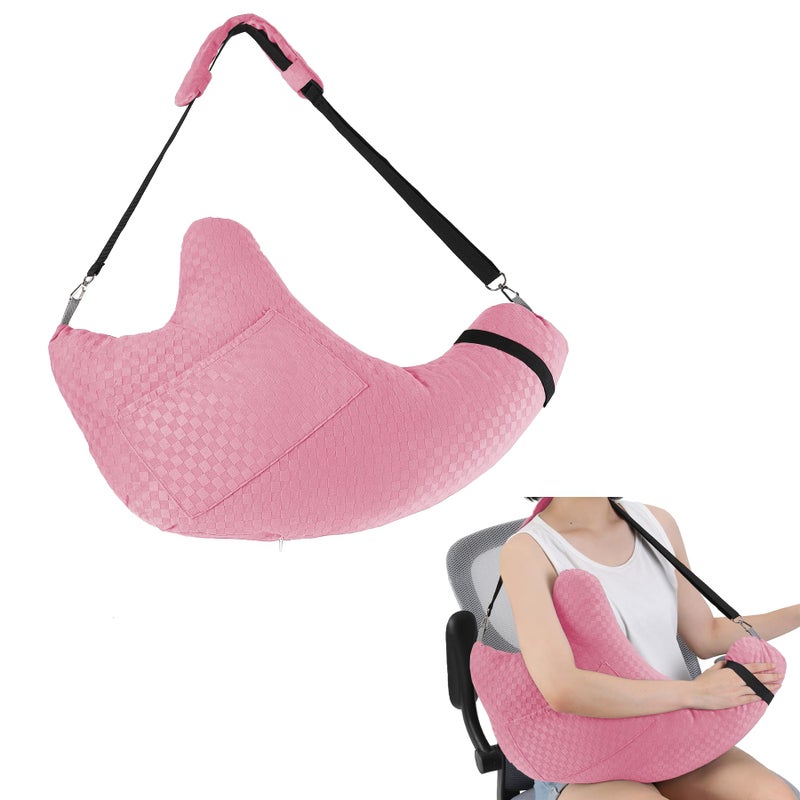 Zantle Shoulder Surgery Pillow Rotator Cuff Pillow Recovery and Pain Relief Removable with Shoulder Strap Arm Support Pillow for Side Sleeping and Walking Dark Pink - Image 2