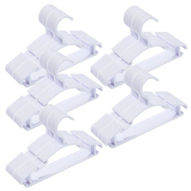 VIIBASE 100 Pack White Baby Clothes HangersKids Plastic Hangers for ClosetToddlerInfantChildNewborns Coat Hangers Ideal for Laundry and Nurserys Everyday Standard Use - Image 2