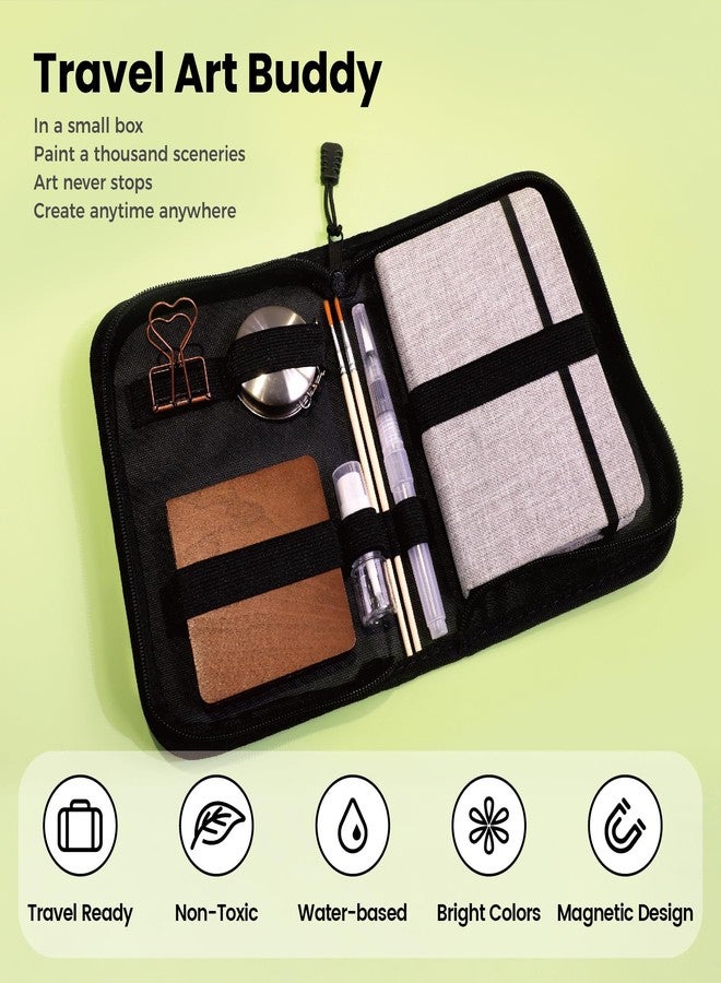 Pagather 24 Colors Mini Watercolor Travel Set, Portable Watercolor Kit with Water Brush, Pocket Size Painting Set for Beginners, Hobbyists & Artists - Image 3