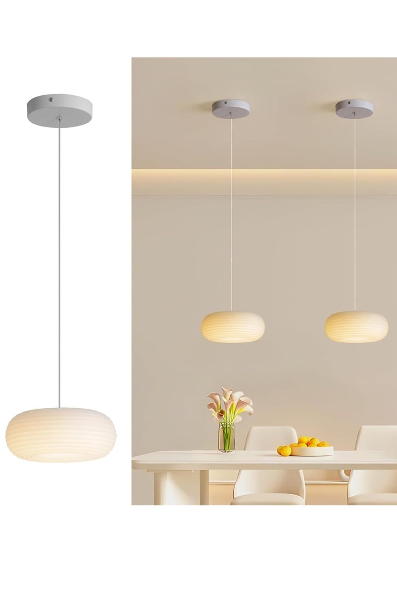 Midwest ثريا عصرية، ضوء معلق LED بقوة 12 واط، ضوء بيضاوي بسيط لمطبخ الجزيرة، إضاءة معلقة صغيرة لغرفة النوم، غرفة الطعام، غرفة المعيشة، بار (1-عبوة) ضوء سقف أبيض - Image 1