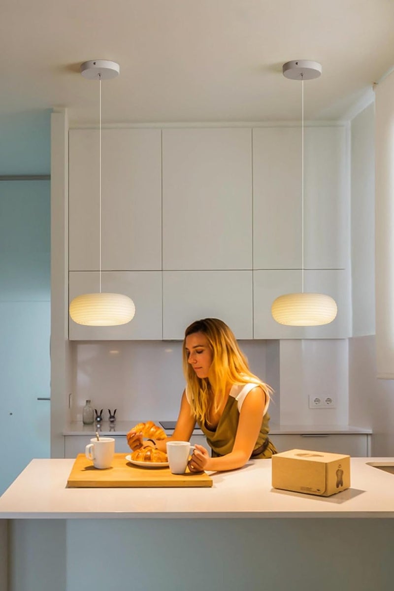 Midwest ثريا عصرية، ضوء معلق LED بقوة 12 واط، ضوء بيضاوي بسيط لمطبخ الجزيرة، إضاءة معلقة صغيرة لغرفة النوم، غرفة الطعام، غرفة المعيشة، بار (1-عبوة) ضوء سقف أبيض - Image 5