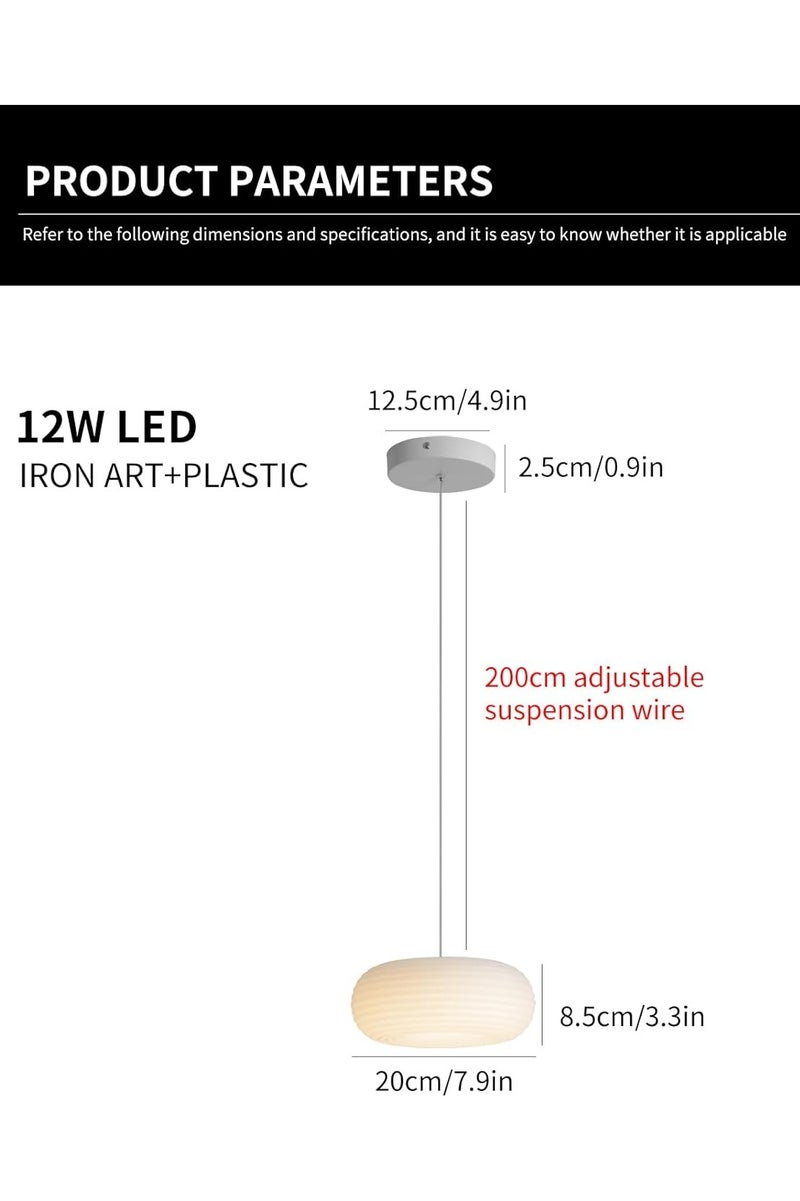 Midwest ثريا عصرية، ضوء معلق LED بقوة 12 واط، ضوء بيضاوي بسيط لمطبخ الجزيرة، إضاءة معلقة صغيرة لغرفة النوم، غرفة الطعام، غرفة المعيشة، بار (1-عبوة) ضوء سقف أبيض - Image 2