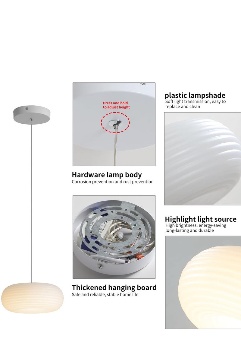 Midwest ثريا عصرية، ضوء معلق LED بقوة 12 واط، ضوء بيضاوي بسيط لمطبخ الجزيرة، إضاءة معلقة صغيرة لغرفة النوم، غرفة الطعام، غرفة المعيشة، بار (1-عبوة) ضوء سقف أبيض - Image 4