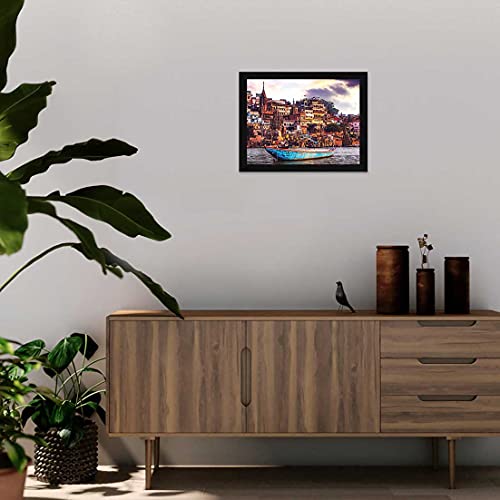 ArtX Paper Varanasi Ghat and Beautiful Girl Clicking Framed Wall Art Painting, Multicolor, Floral, 10 X 13 inches each, 20 X 13 inches combined, Set of 2 - Image 4