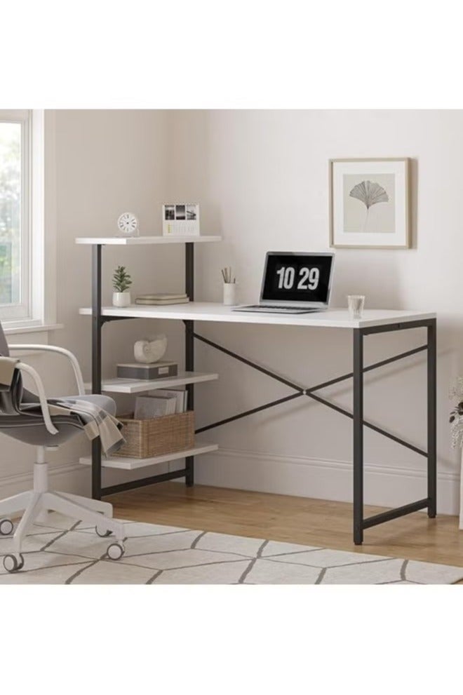 JANTENS Home Office Writing Computer Desk with Bookshelf Modern Simple Study Table - Image 2