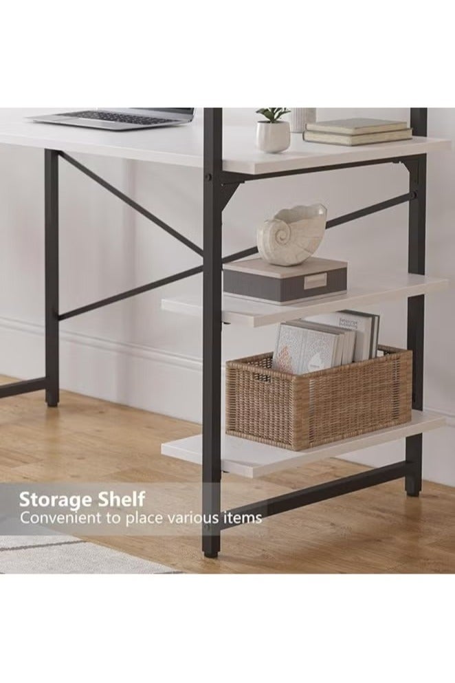 JANTENS Home Office Writing Computer Desk with Bookshelf Modern Simple Study Table - Image 3