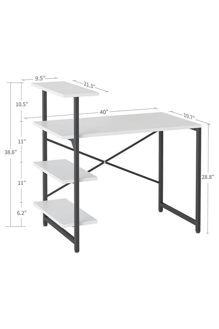 JANTENS Home Office Writing Computer Desk with Bookshelf Modern Simple Study Table - Image 4