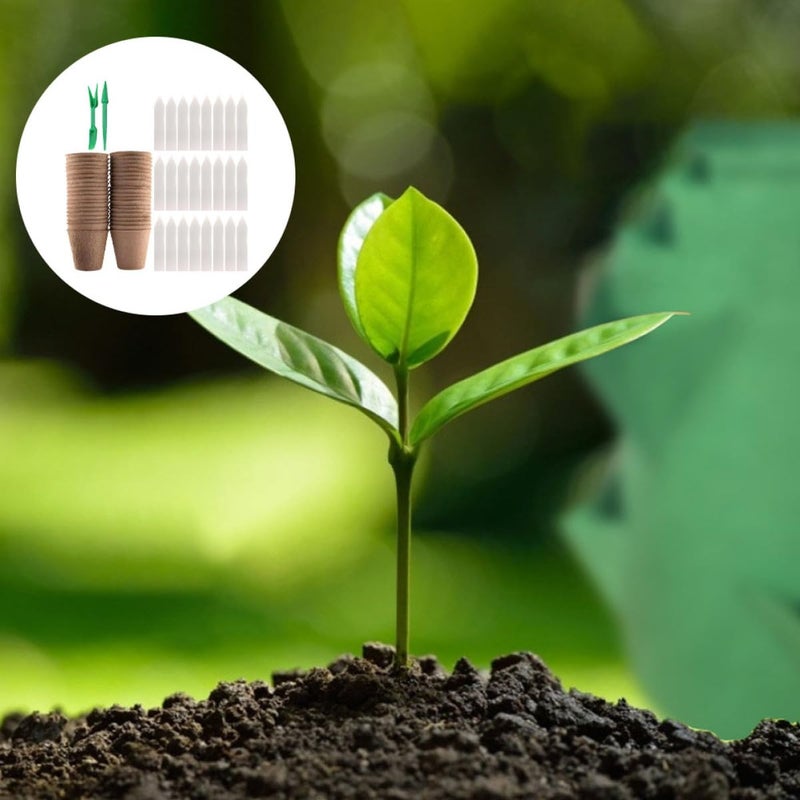 Biodegradable Nursery Pots 50pcs with Plant Labels and Seedling Starters for Garden Propagation - Image 5