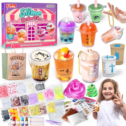 Trubic Miniature Cafe Boba Tea Slime Kit for Kids 53PCS Mini Dessert Cup Slime Making Kit Kitchen DIY Pretend Play Food Toys Party Goodie Bag Stuffers for Girls Ages 4 5 6 7 8 9 10 - Image 1