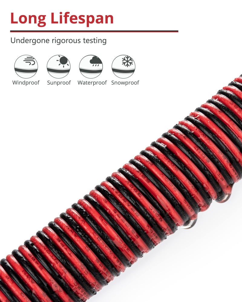 JACKYLED 65.6ft Extension Cable Wire Cord JACKYLED 20M 22AWG Led Wire Cord for Single Color LED Strips 22/2 Low Voltage Extension, Black and Red, Led Light, Speaker, Doorbell, Electrical System Connection - Image 5