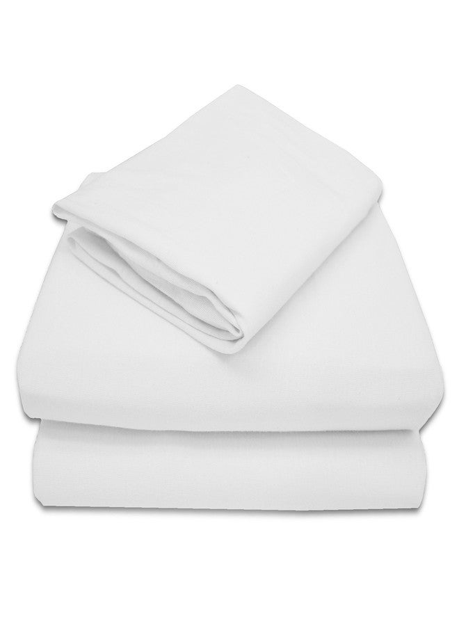 TL Care 100% Natural Cotton Jersey Knit 3-Piece Toddler Sheet Set, White, Soft Breathable, for Boys and Girls - Image 1