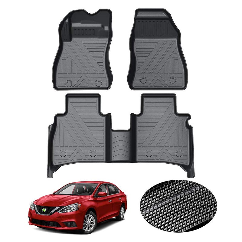 KUST Custom Fit Floor Mats for Nissan Sentra 20142019 All Weather Floor Liners 1st and 2nd Row TPE Rubber High Side NonSlip