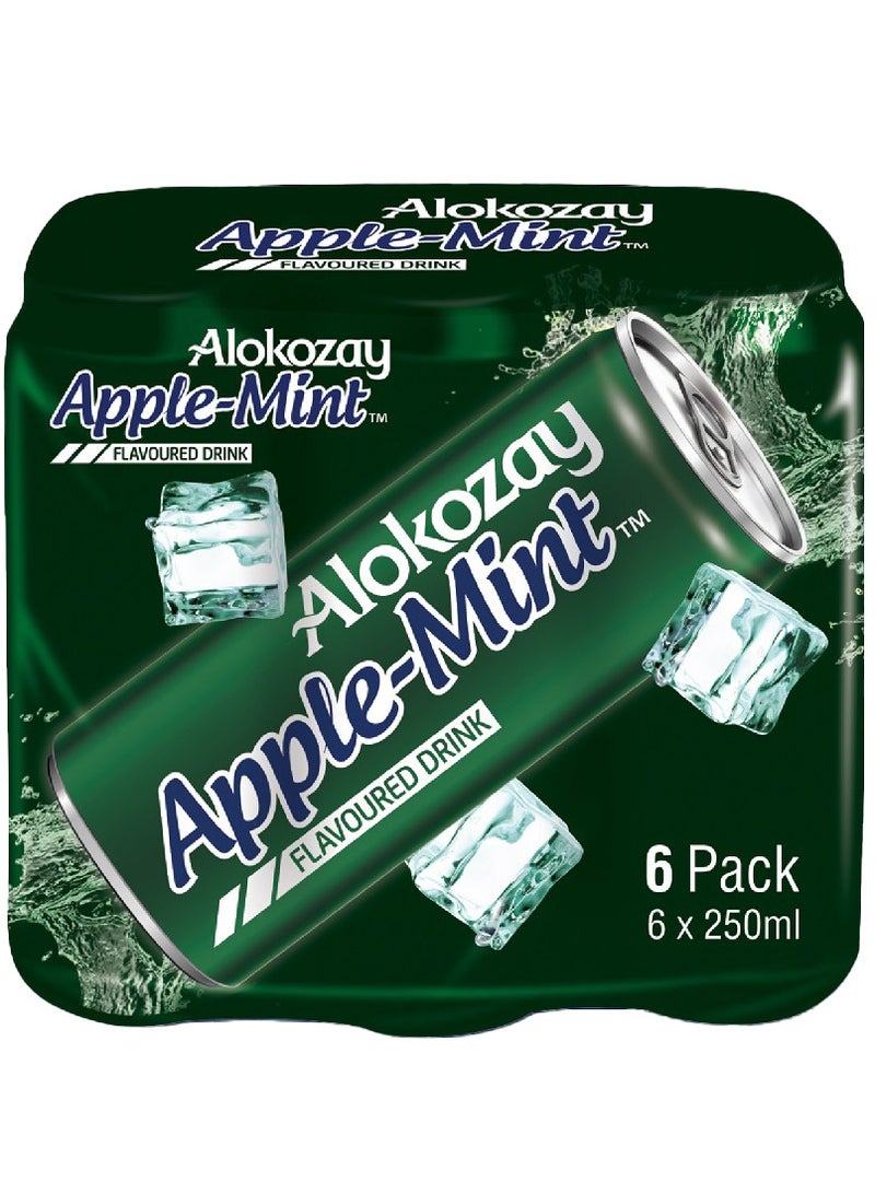 Alokozay Apple And Mint Soft Drink Cans 6 x 250ml - Image 1