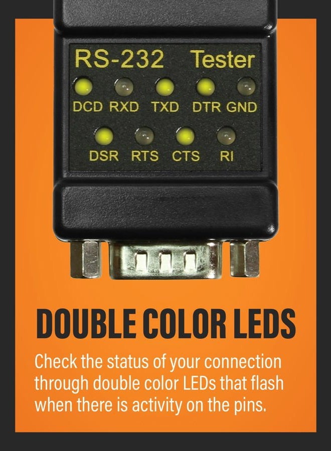 CableMax RS-232 LED link Tester DB-9 Male to DB-9 Female - Image 3