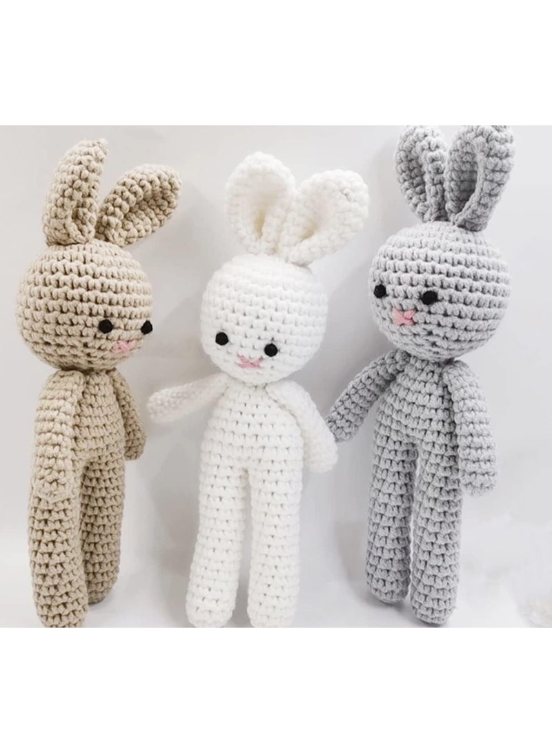 أرنب كروشيه مصنوع يدويًا، دمية أرنب محبوكة وناعمة للأطفال الرضع وحديثي الولادة والصغار، لعبة طبيعية، أميغورومي، إكسسوارات تصوير لحديثي الولادة، أرنب صغير محشو. - Image 4