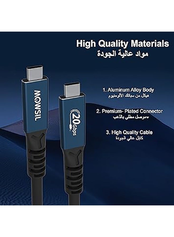 MOWSIL USB4 Cable forThunderbolt 3 Cable 1Mtr,20Gbps with 100W Fast Charging and 4K@60Hz Video,USB4 Cable - 1Mtr - Image 3