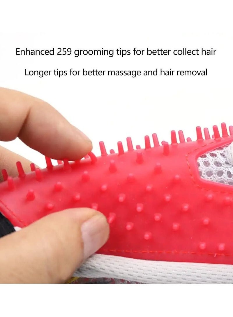 Loquat Pet Grooming Gloves Efficient Hair Remover Massage Mitt Deshedding Brush Gloves for Cats Dogs Rabbits and Horses Long or Short Fur Bathing - Image 4