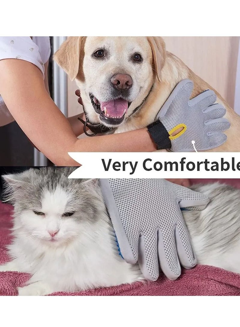 Loquat Pet Grooming Gloves Efficient Hair Remover Massage Mitt Deshedding Brush Gloves for Cats Dogs Rabbits and Horses Long or Short Fur Bathing - Image 3