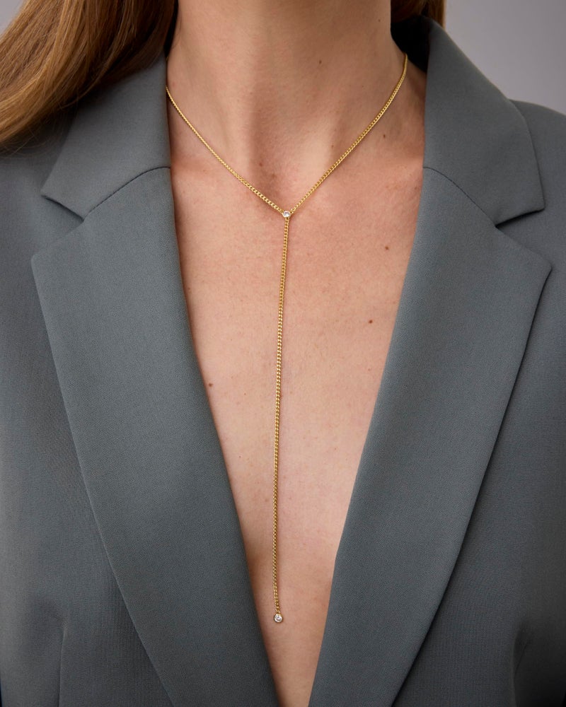 PAVOI Rhodium Plated Simple Drop Lariat Necklace for Women with Cubic Zirconia | Dainty Necklace - Image 2