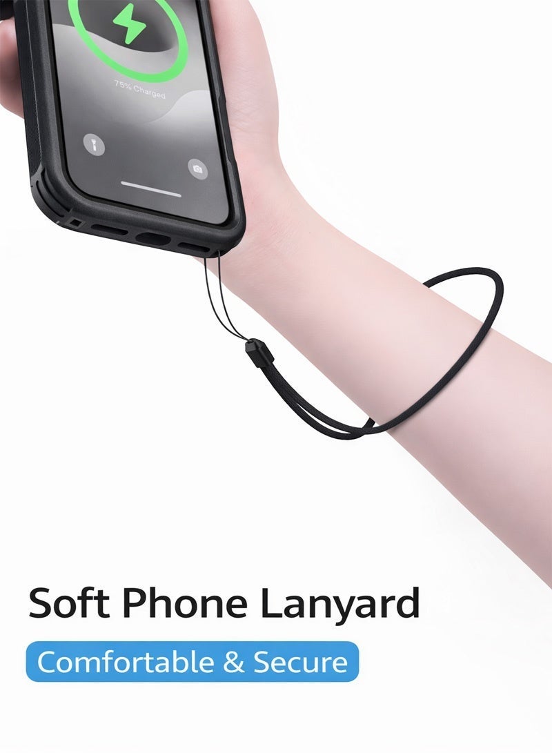 Neyecam Magnetic Rugged Case for iPhone 17 Pro  with Lens Stand, Triangular Adjustable Kickstand, Built-in Strong Magnets, Shockproof 3-Layer TPU+PC Protective Cover with Free Soft Lanyard – Black - Image 3