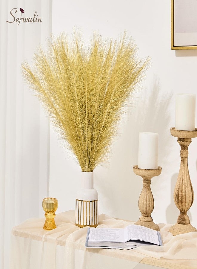 Serwalin Gold Artificial Pampas Grass Decor, 17.7 Inch 6pcs Golden Realistic Faux Pampas Grass for Wedding Centerpieces, Home Decor, Table, Party Decorations - Image 5