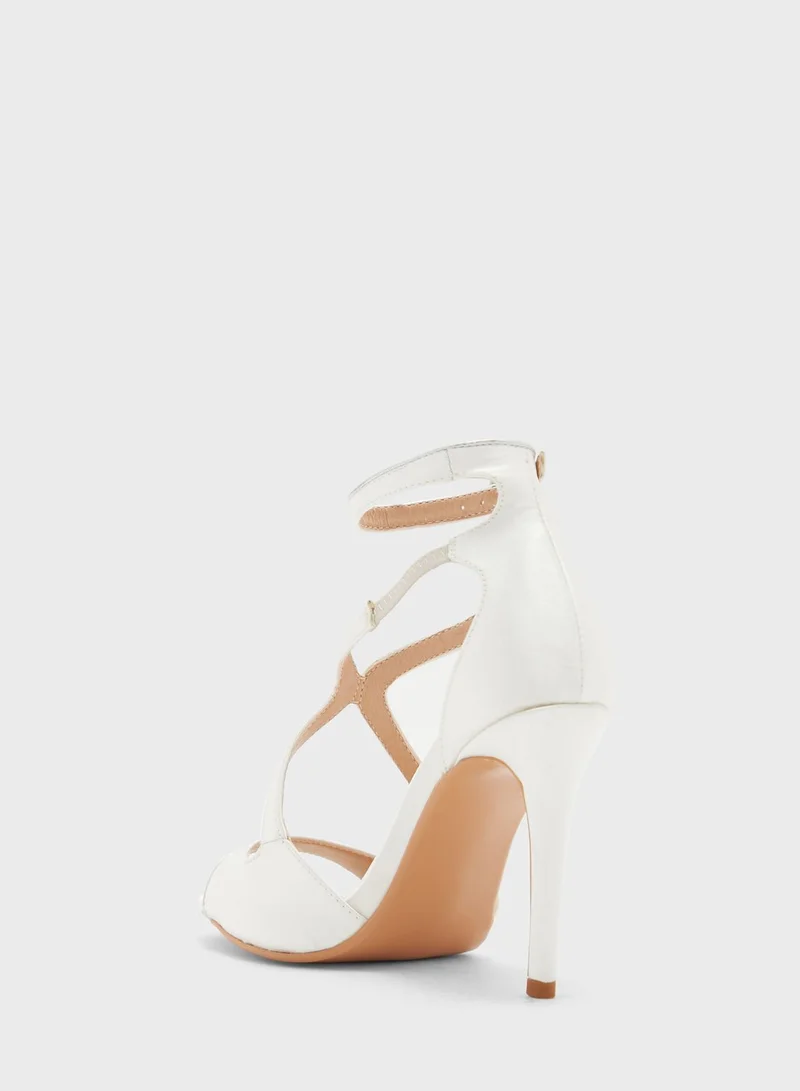 Khizana V Detail Metallic Trim Ankle Strap Sandal