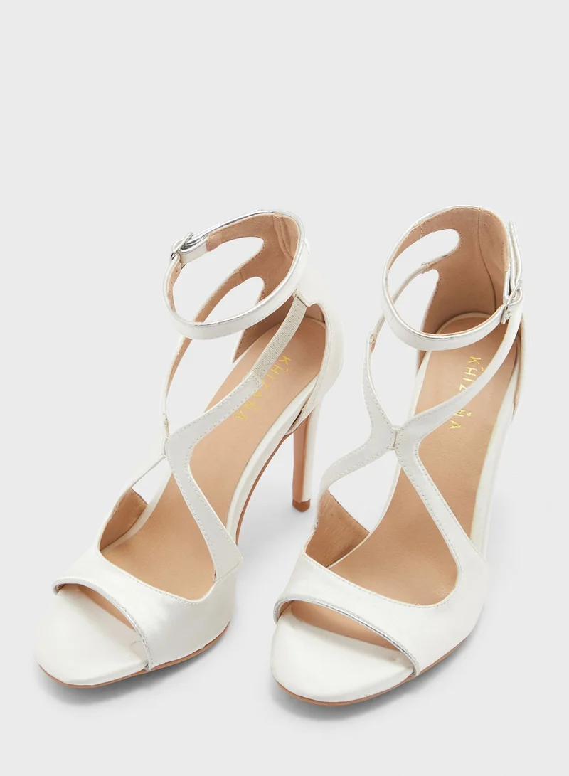 Khizana V Detail Metallic Trim Ankle Strap Sandal
