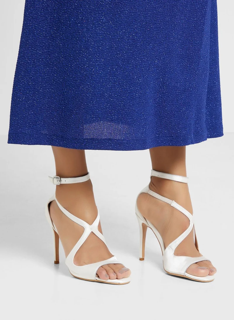 Khizana V Detail Metallic Trim Ankle Strap Sandal