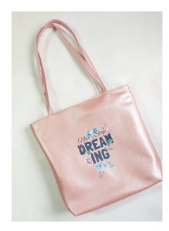 Faux leather tote bag shoulder bag pink glittery