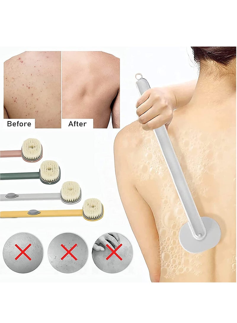 Zikra Long Handle Bath Massage Cleaning Brush with Soap Dispenser, Body Brush Back Scrubber Storable Body Wash, Exfoliating Bath Brush, Cleaning Massage Brush - Image 3