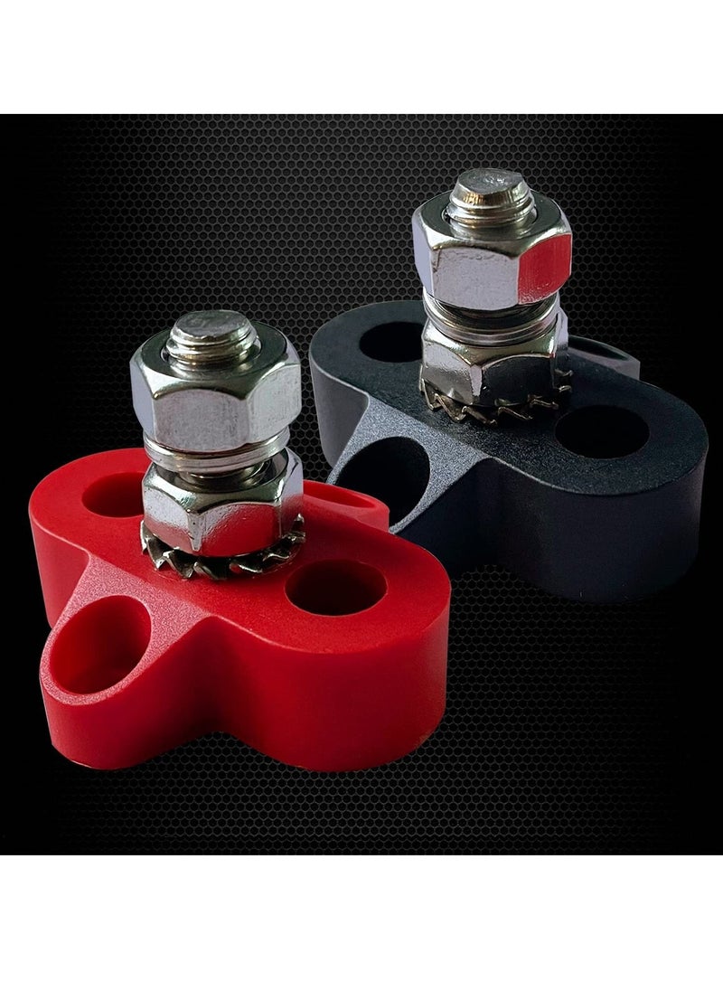 Generic - 5/16" Single Stud Battery Junction Posts Bus Bar 12V 200A Battery Wire Power Distribution Terminal Heavy Duty Ground Junction Block Power Distribution Studs Terminal Kit  Red and Black - Image 1