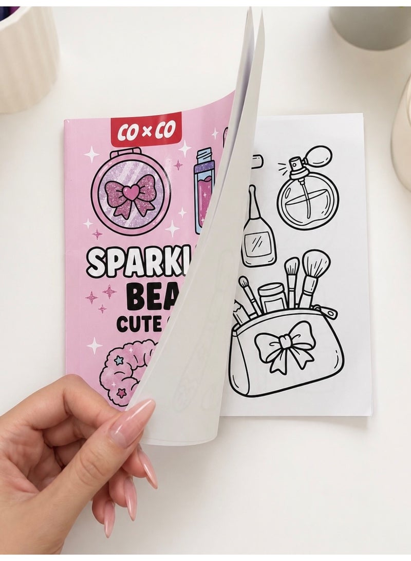 Sparkle & Shine Beauty Set Cute Coloring Book - Girls Makeup & Accessories, Bold & Easy, 24 Single-Sided Pages (20x20 cm) - Image 3