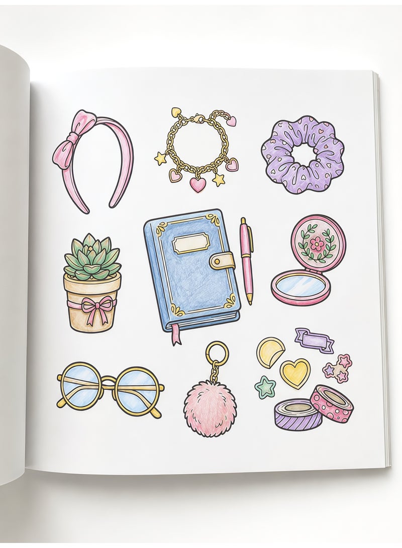 Sparkle & Shine Beauty Set Cute Coloring Book - Girls Makeup & Accessories, Bold & Easy, 24 Single-Sided Pages (20x20 cm) - Image 4