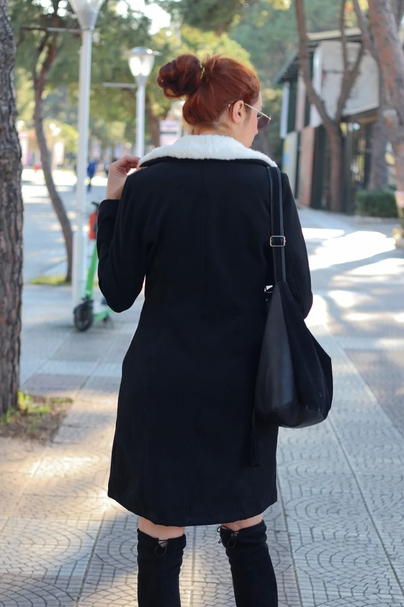 باربورا Winter Casual Cashmere Women's Coat BT306BLACK5