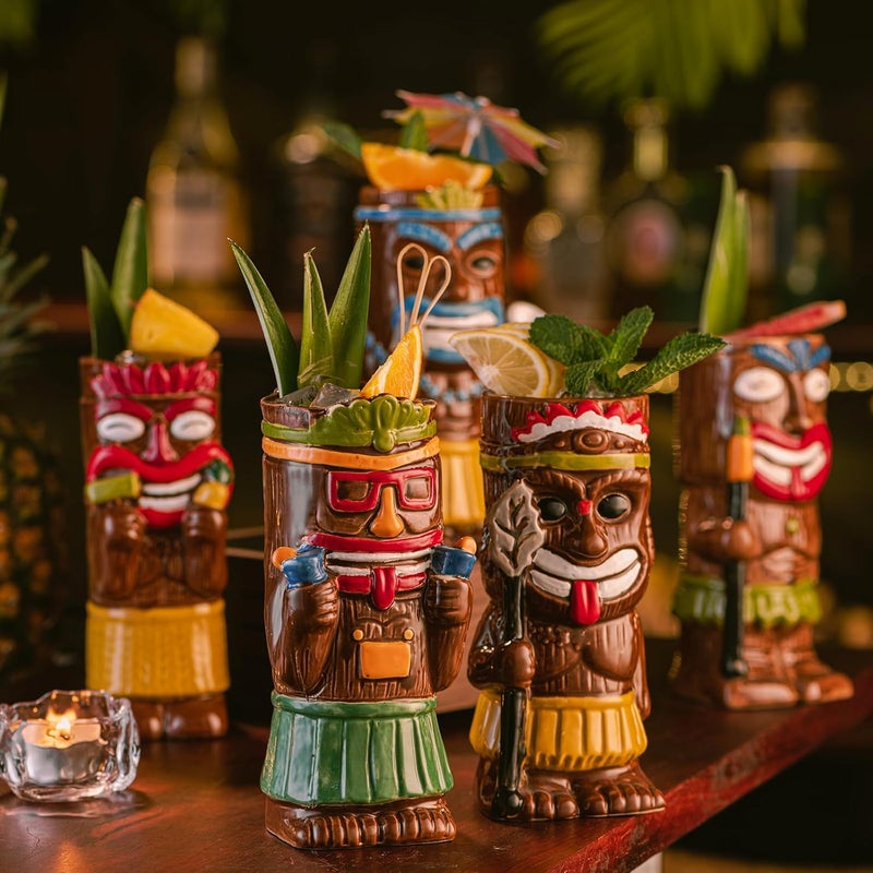 SUN GKOTTA GiftSet Tiki Mugs for Cocktail Set of 2  Ceramic Tiki CupsTiki Glasses Cute Exotic Cocktail Glasses For Hawaiian Party And Tiki Bar  - Image 5