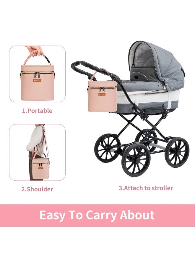 Mancro Baby Bottle Bag for Breastmilk, Breast Milk Cooler Bag with Ice Pack Fits 4 Milk Bottles Up to 9 Ounce with Adjustable Shoulder Strap, Lnsulation Breast Milk Cooler Travel Gifts, Pink - Image 5