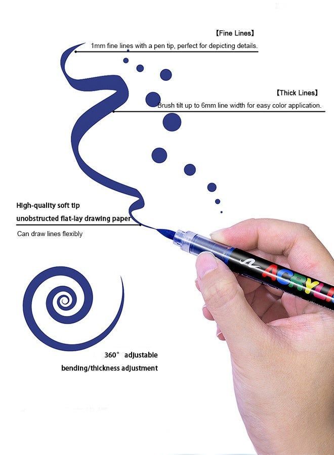 GuangNa Acrylic Paint Pens, Soft Brush Tip Acrylic Markers, 48 Colors Ideal for Canvas, Rock Painting, Wood, Stone, Glass, Ceramic, Fabric Painting, DIY Crafts - Image 4