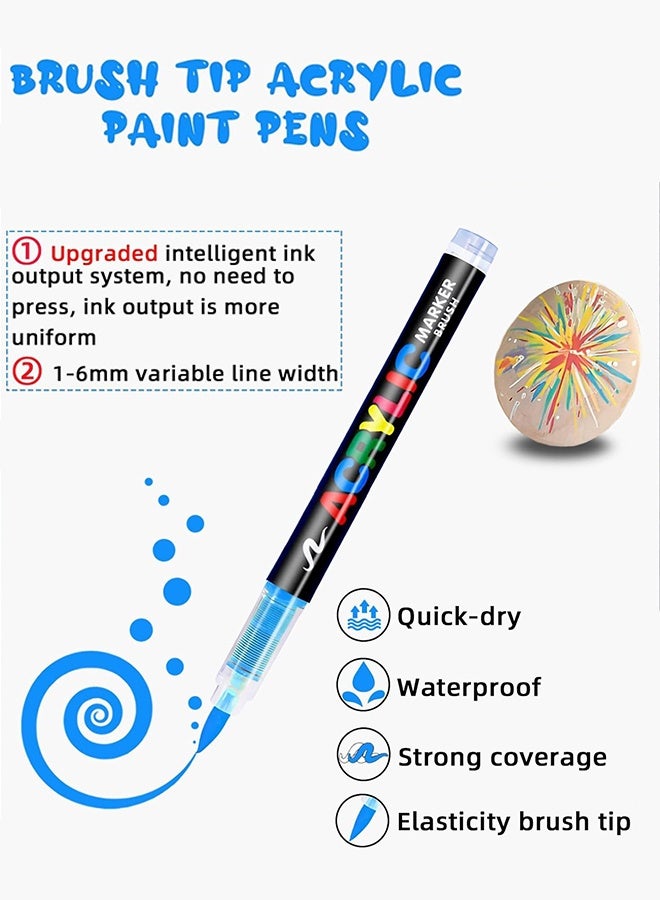 GuangNa Acrylic Paint Pens, Soft Brush Tip Acrylic Markers, 48 Colors Ideal for Canvas, Rock Painting, Wood, Stone, Glass, Ceramic, Fabric Painting, DIY Crafts - Image 3