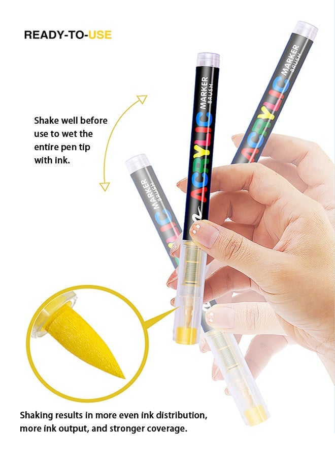GuangNa Acrylic Paint Pens, Soft Brush Tip Acrylic Markers, 48 Colors Ideal for Canvas, Rock Painting, Wood, Stone, Glass, Ceramic, Fabric Painting, DIY Crafts - Image 5