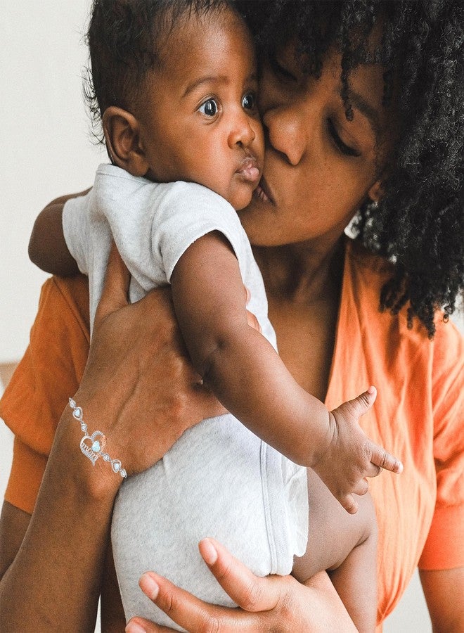 FANCIME Mom Birthstone Bracelet for Women Opal Rose Heart Bracelet Mothers Day October Jewelry Gifts for Grandmother Wife, 9 Inches Adjustable - Image 3